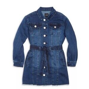 Joe's Jeans Girl's Blake Denim Dress Belted Dark Wash Button Long Sleeves XL/16